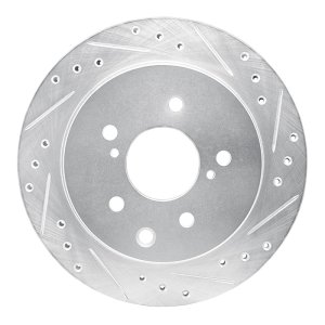 Infiniti Q45 Brake Rotor (1) - Rear Right - R1 Concepts - Drilled & Slotted - Silver - `93-`01